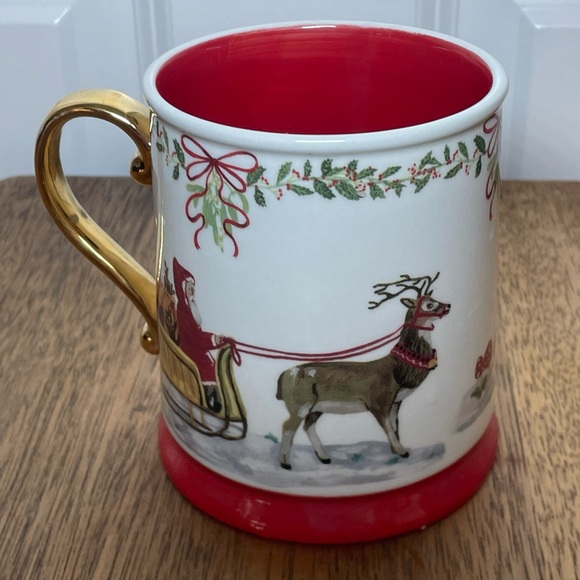 Anthropologie Red and Gold Christmas Santa Mug - Picture 3 of 8
